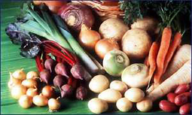 Fruits and vegetables, fresh and raw