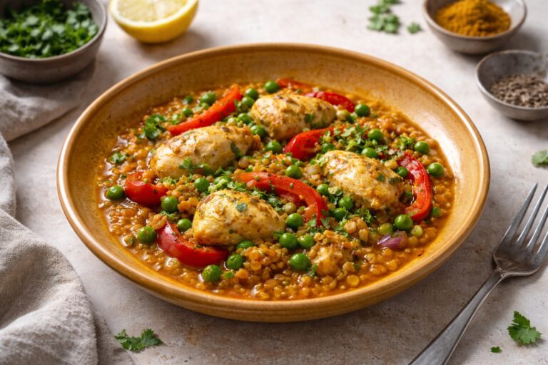Chicken with red split lentils