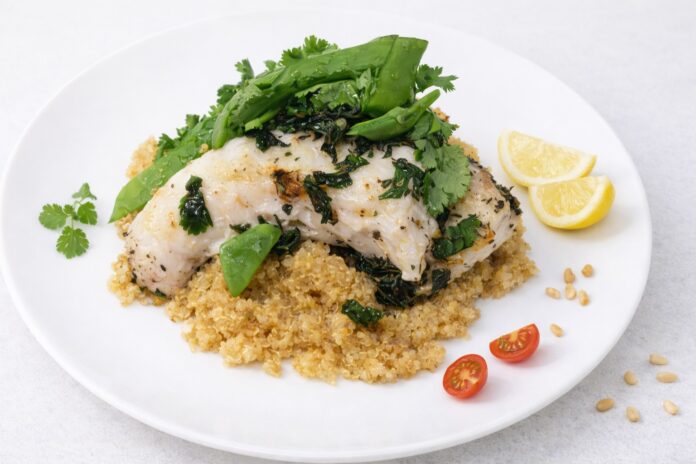 Snapper with quinoa and veggies