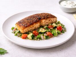 Spice encrusted trout with zucchini salad