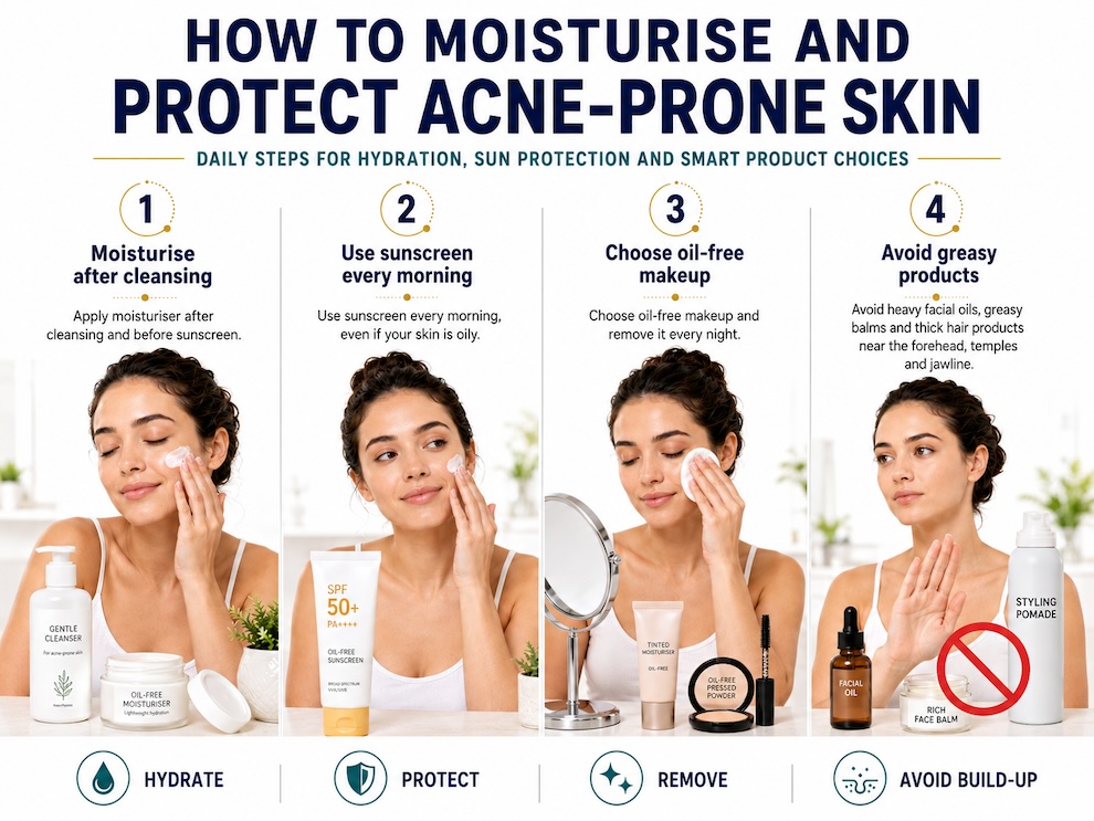 Moisturise acne prone skin