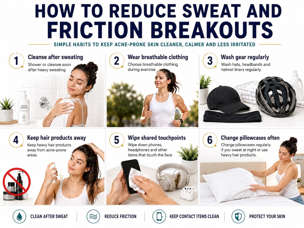 Reduce acne sweat breakouts